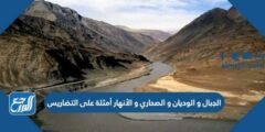 الجبال و الوديان والصحاري و الأنهار أمثلة على التضاريس