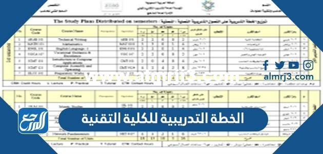 الخطة التدريبية للكلية التقنية 1446 2025 3 الخطة التدريبية للكلية التقنية 1444