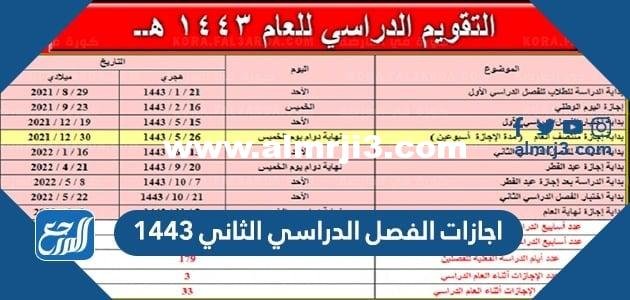 اجازات الفصل الدراسي الثاني 1446 2025 1 اجازات الفصل الدراسي الثاني 1446