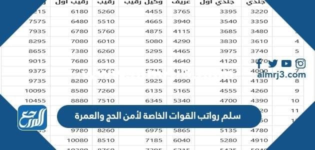 سلم رواتب القوات الخاصة لأمن الحج والعمرة 1446 مع البدلات 2025 1 سلم رواتب القوات الخاصة لأمن الحج والعمرة 1446 مع البدلات